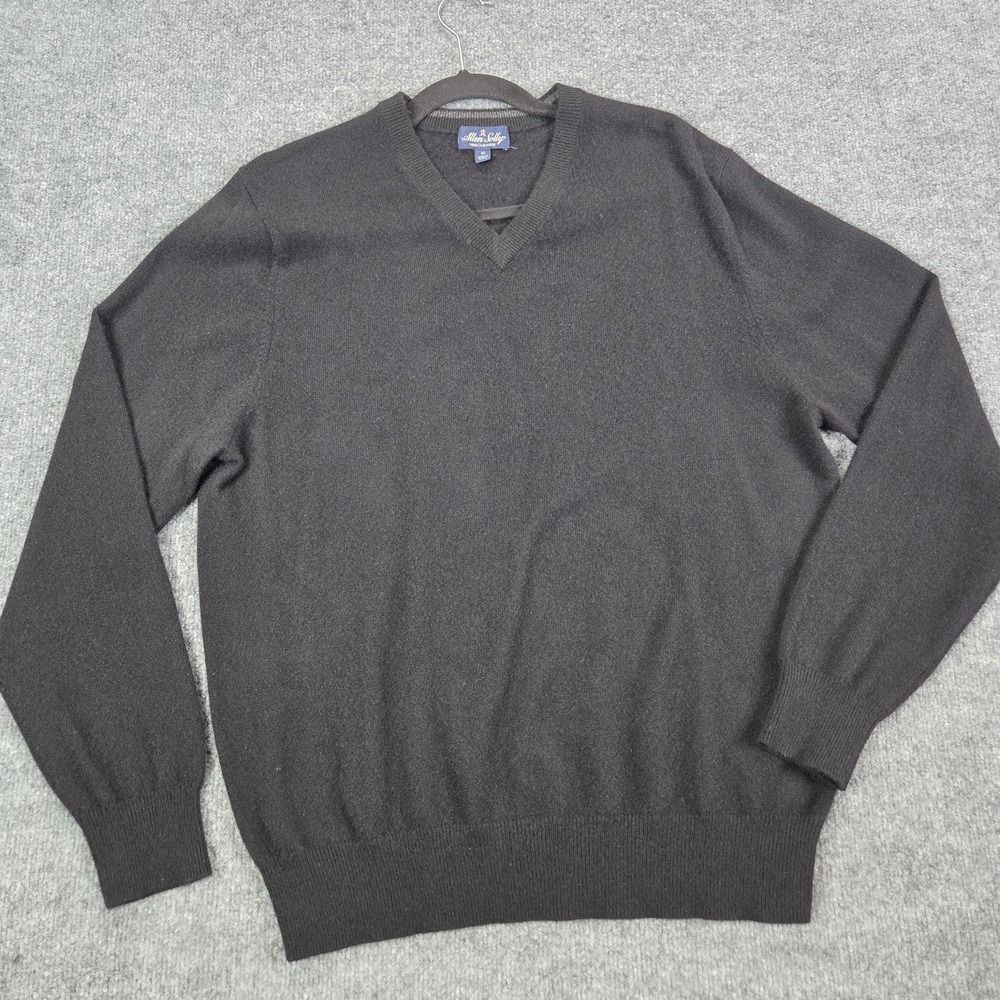 Vintage Allen Solly 100% Cashmere Scotland Made V Neck Sweater Mens Black Medium